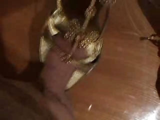fucking wifes highheels - golden sandals